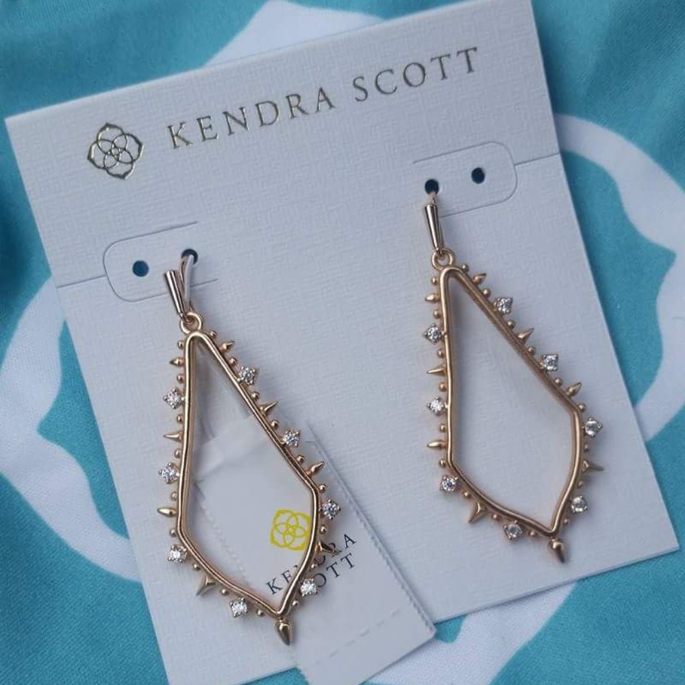 Kendra Scott Pax Rose Gold Crystal Drop earrings NWT